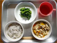 炒り豆腐と菜花の和え物とまぜごはん