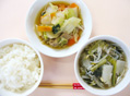 八宝菜と春雨入り中華スープ