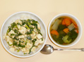マーボー丼と野菜スープ