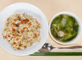 混ぜチャーハンとホタテの野菜スープ