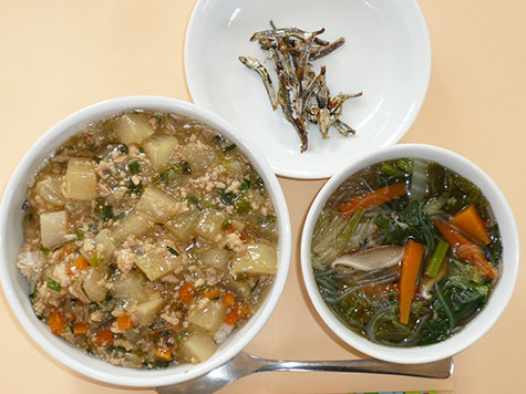 大根麻婆豆腐と春雨スープ